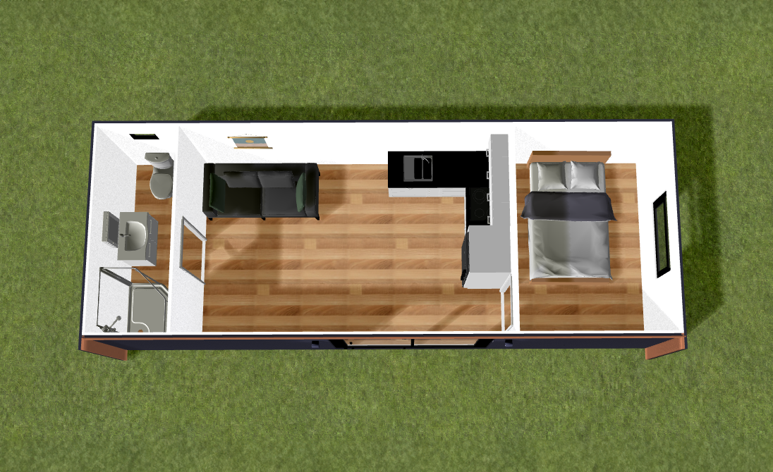 1 bedroom - 8.4m x 3- mid kitchenl